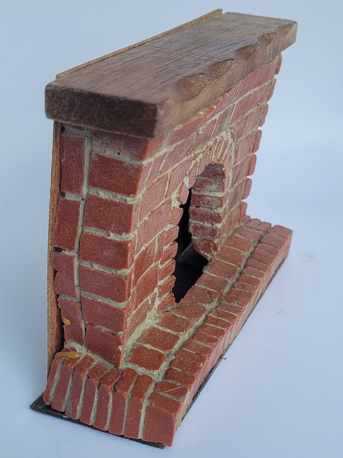 Handmade Brick Fireplace with Wooden Mantle