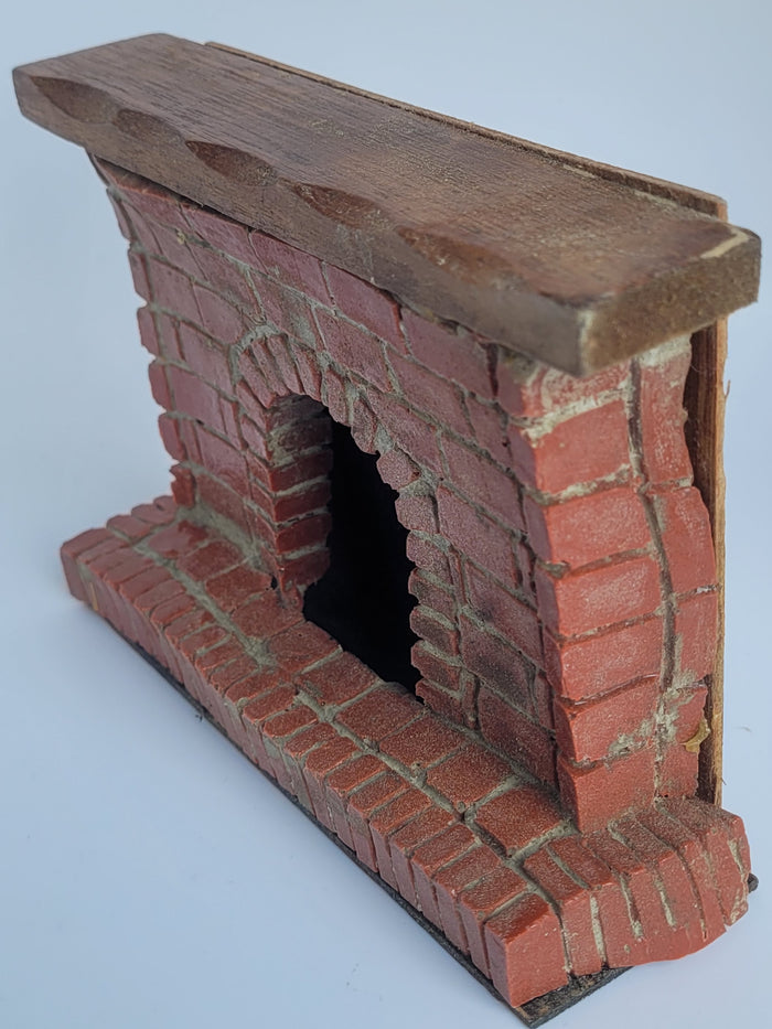 Handmade Brick Fireplace with Wooden Mantle