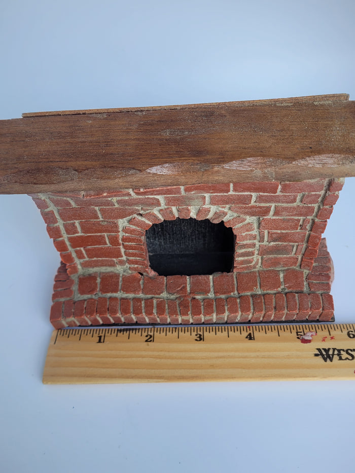 Handmade Brick Fireplace with Wooden Mantle