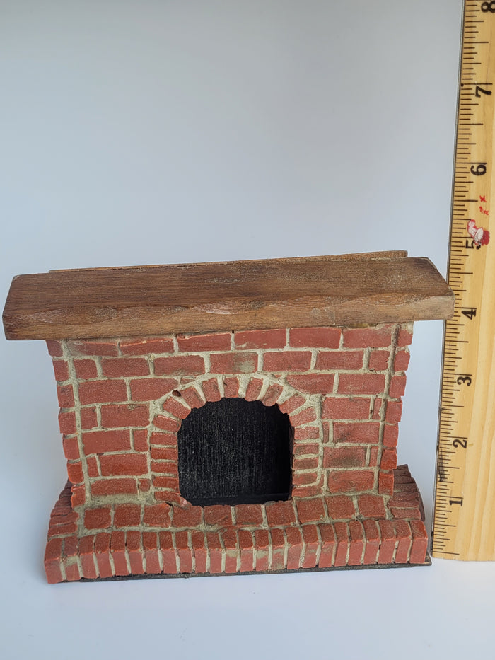 Handmade Brick Fireplace with Wooden Mantle