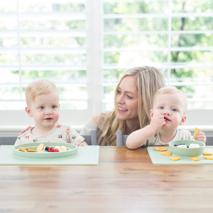 Happy Bowl in Sage by ezpz / The Original All-In-One Silicone Plates & Placemats that Stick to the Table #color_sage