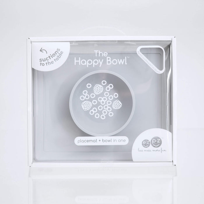 Happy Bowl in Pewter by ezpz / The Original All-In-One Silicone Plates & Placemats that Stick to the Table #color_pewter