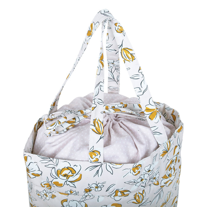 Hobby Gift: Craft Bag (M): Drawstring: Spring Floral: Item size: (d/w/h) 17 x 30 x 28cm.