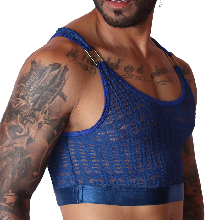 Illusion Blue Crop Top vista frontal de Gigo Underwear