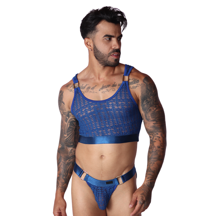 Illusion Blue Crop Top en modelo de Gigo Underwear