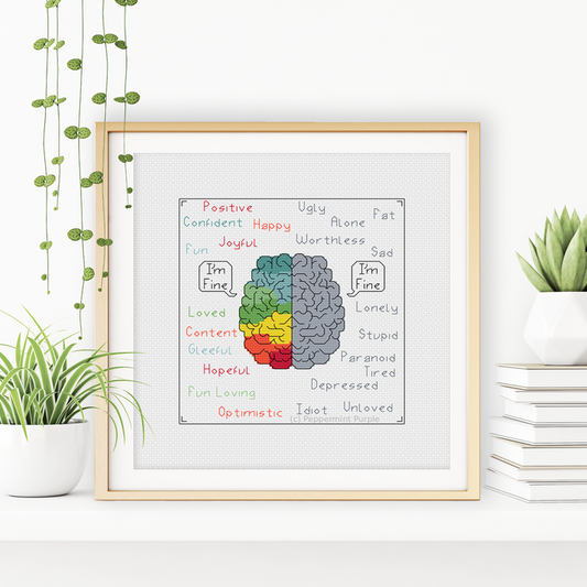 I'm Fine - Mind Charity Blackwork Pattern by Peppermint Purple