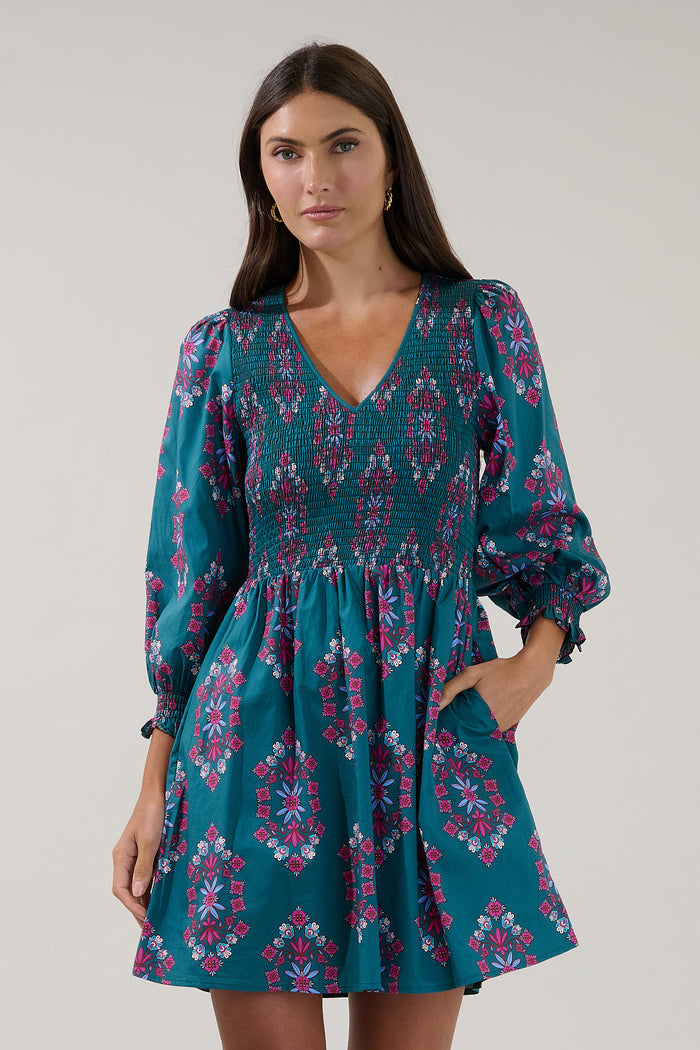 Isme Smocked Mini Dress Folklore