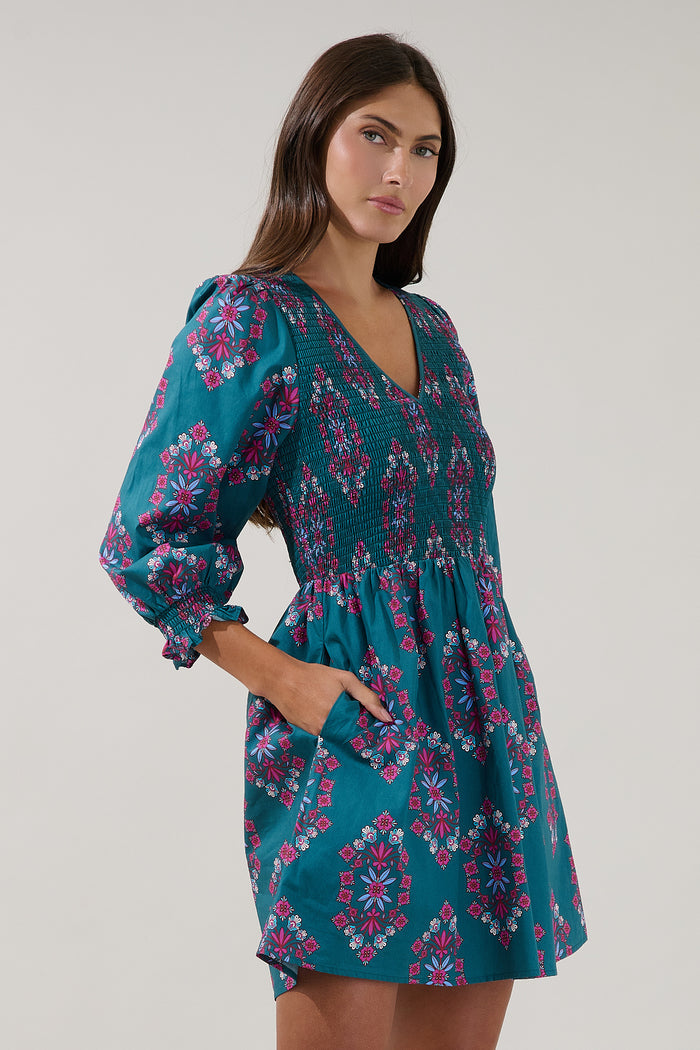 Isme Smocked Mini Dress Folklore