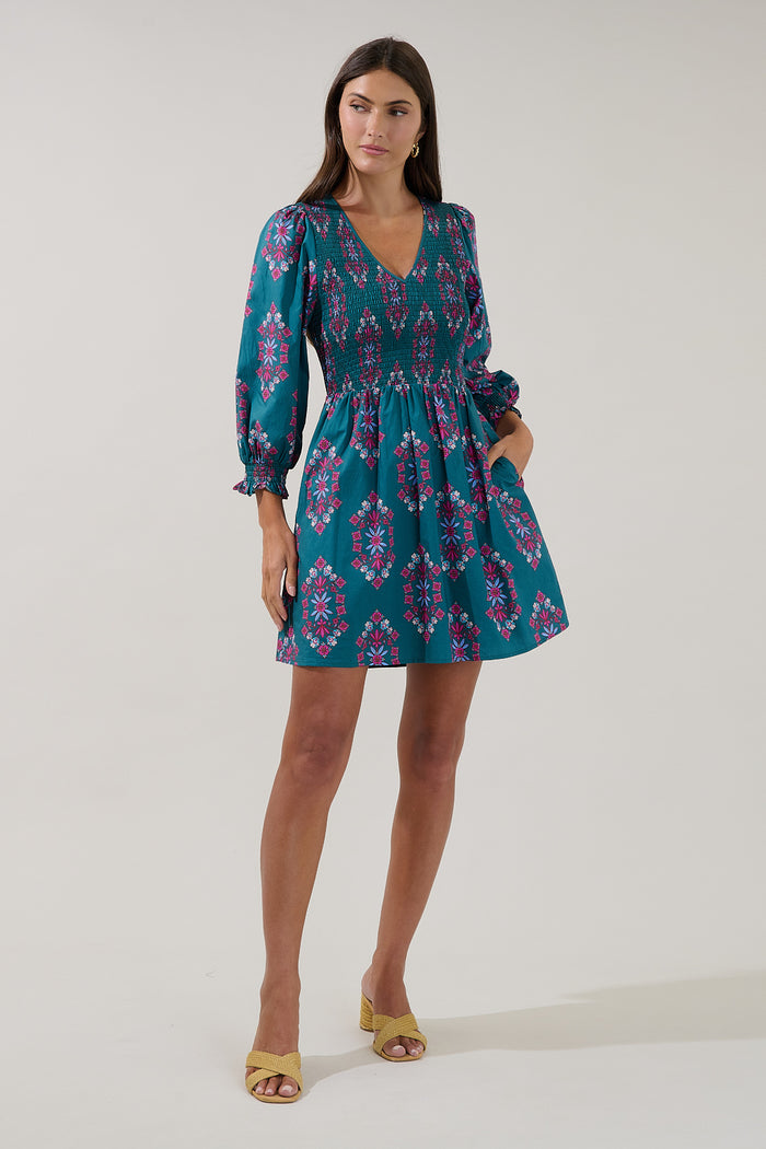 Isme Smocked Mini Dress Folklore