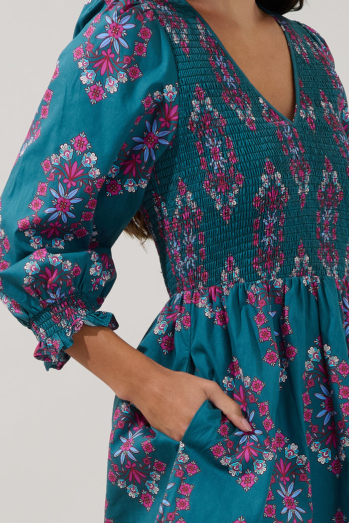 Isme Smocked Mini Dress Folklore