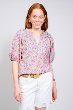 Ivy Jane TOP STRIPED TRIM FLORAL