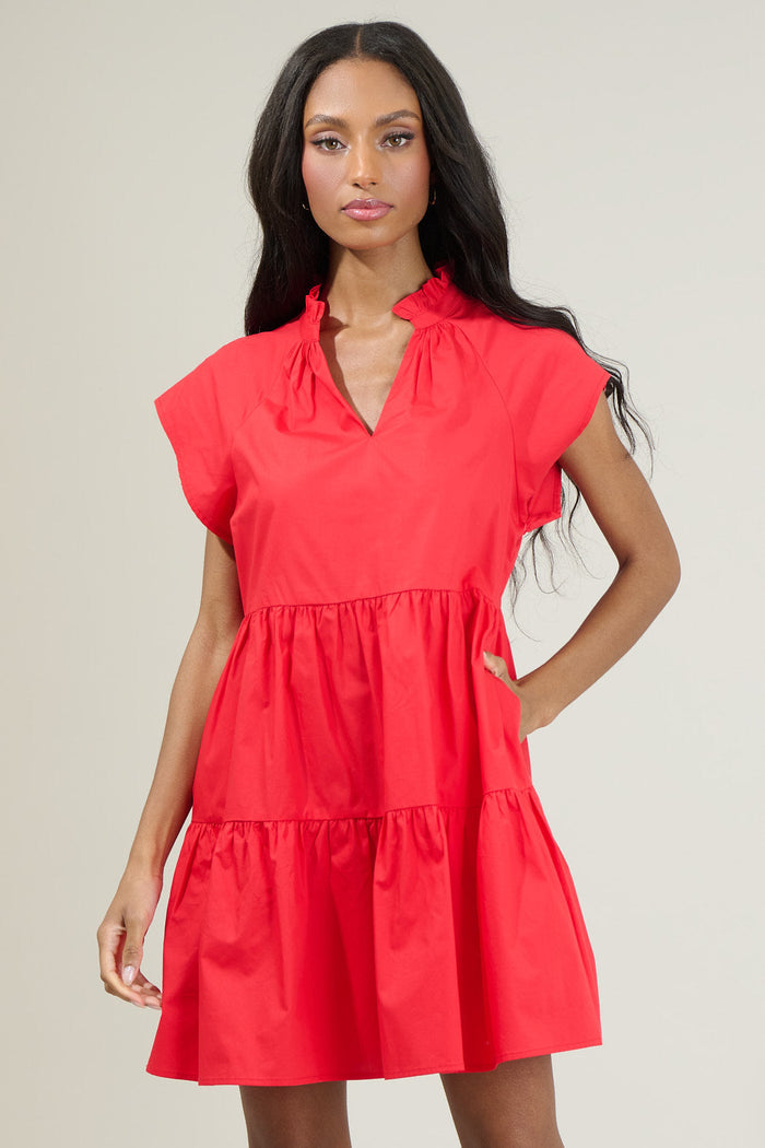 Janelly Poplin Tiered Mini Dress