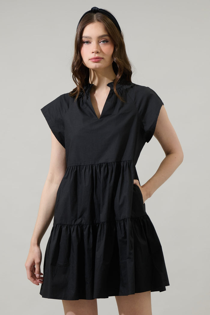 Janelly Poplin Tiered Mini Dress