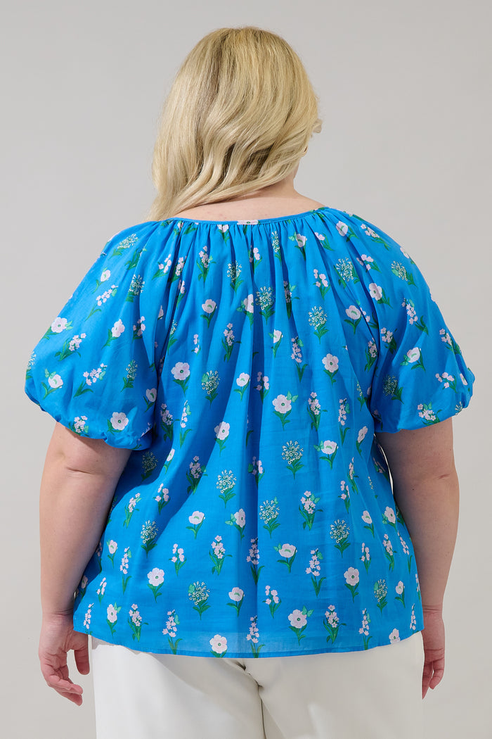 Jazleen Floral Overseas Balloon Sleeve Top Curve