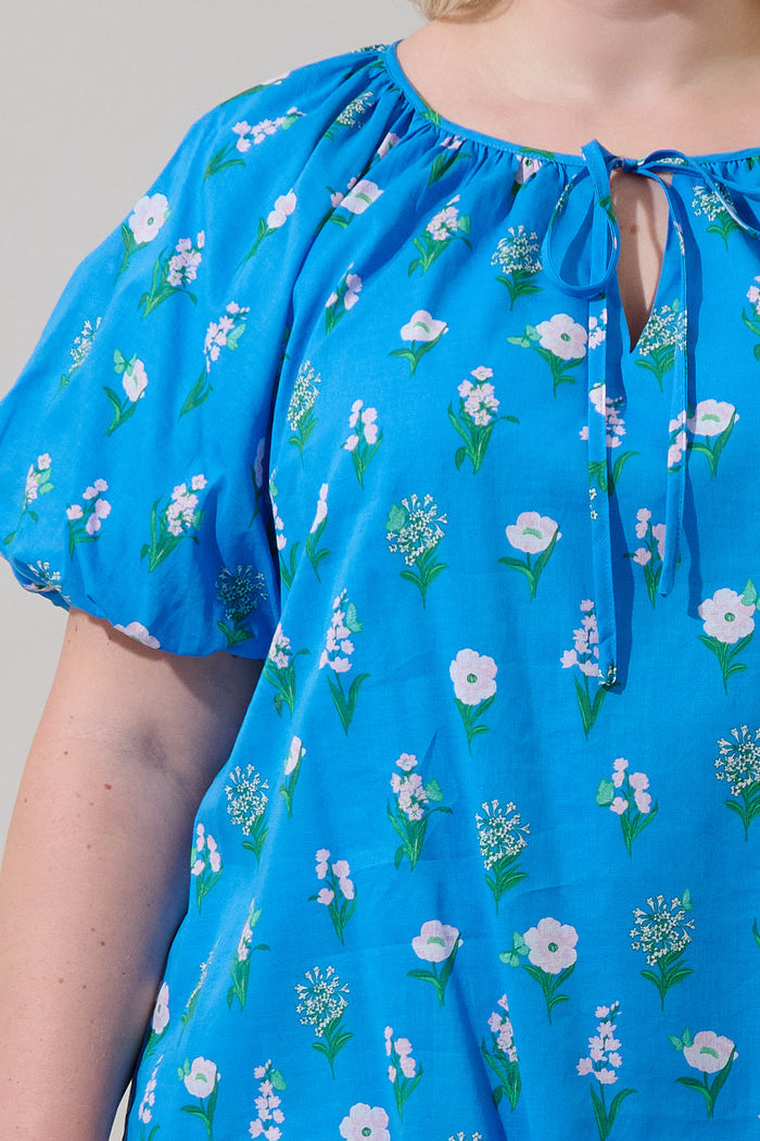 Jazleen Floral Overseas Balloon Sleeve Top Curve