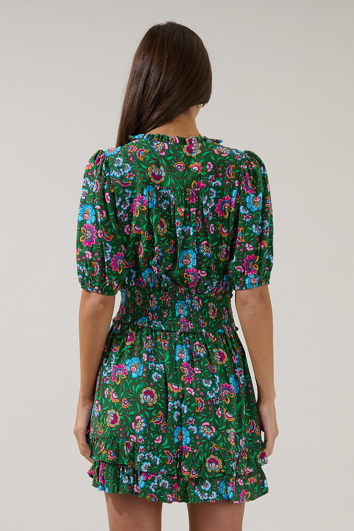 Jurie Smocked Mini Dress Botanical