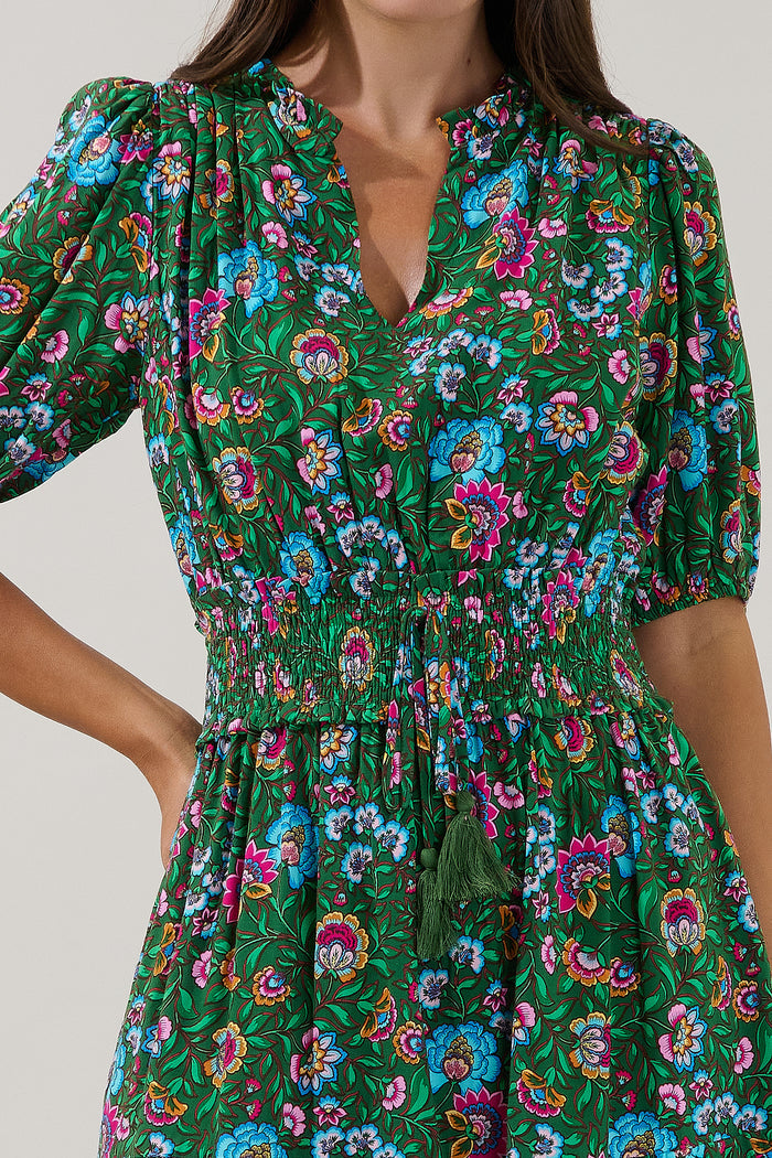 Jurie Smocked Mini Dress Botanical