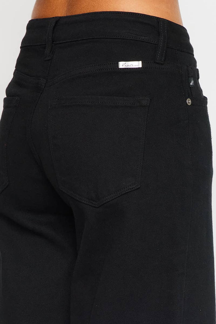Style the Kancan High Rise Black Crop Wide Leg Stretch Jeans exclusively at Born To Glam