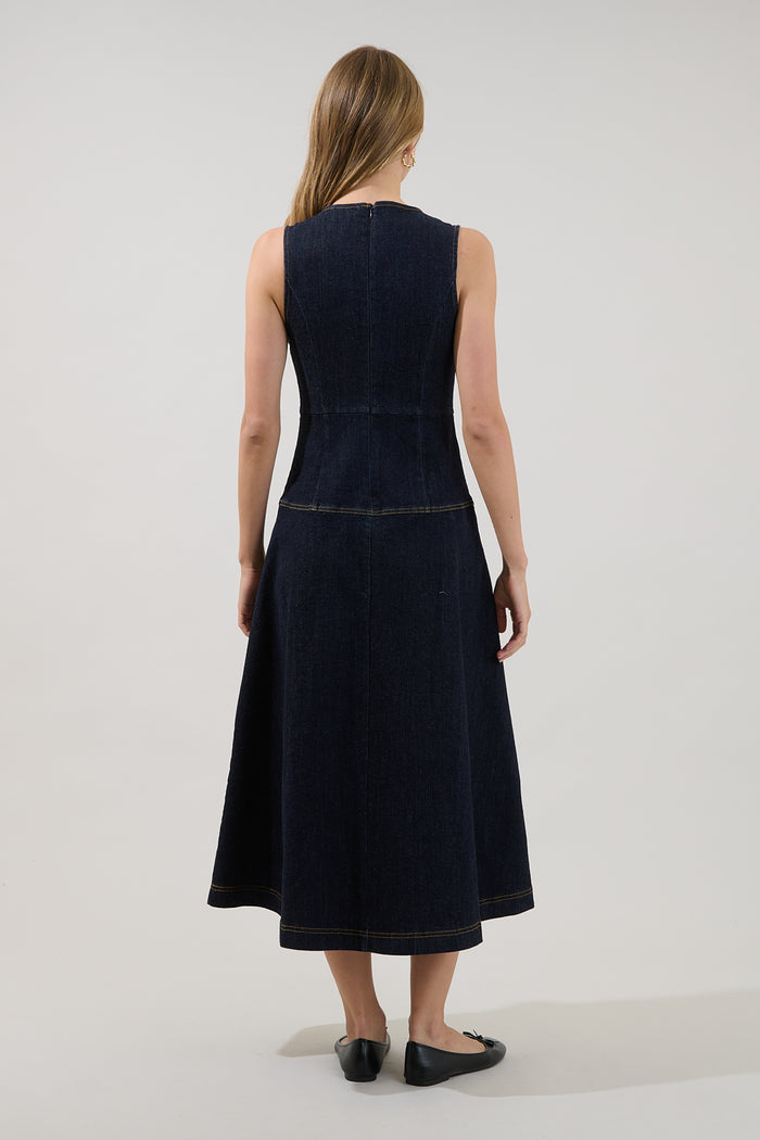 Karolina Sleeveless Midi Dress Denim
