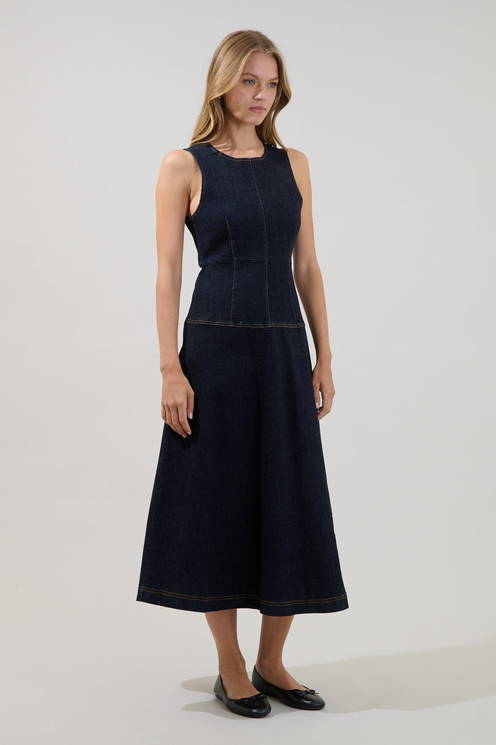 Karolina Sleeveless Midi Dress Denim