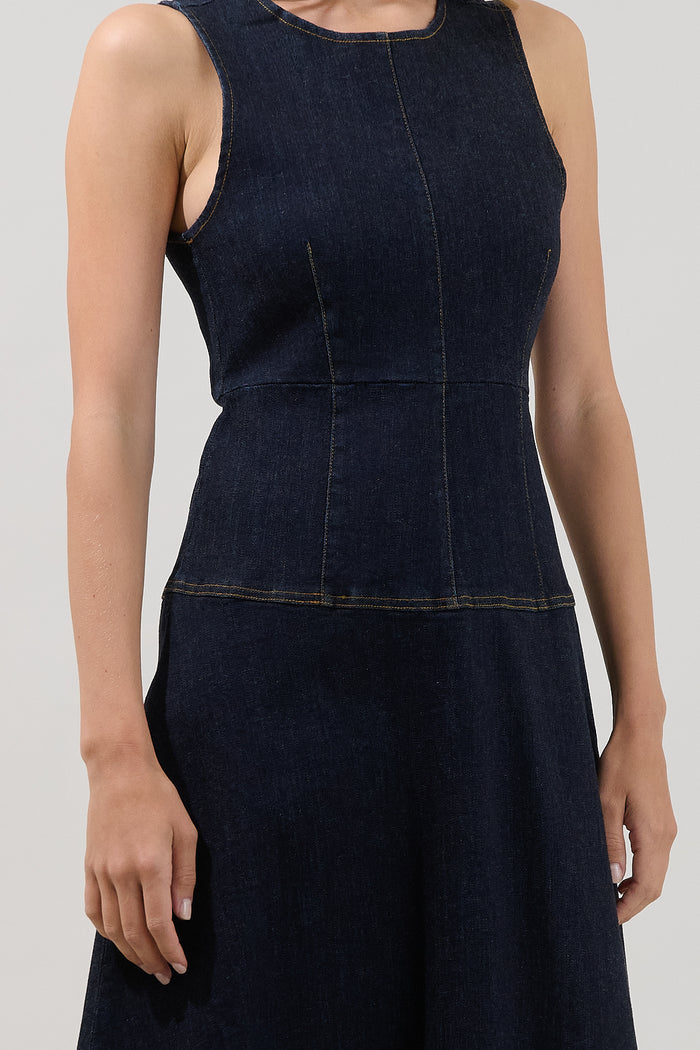 Karolina Sleeveless Midi Dress Denim