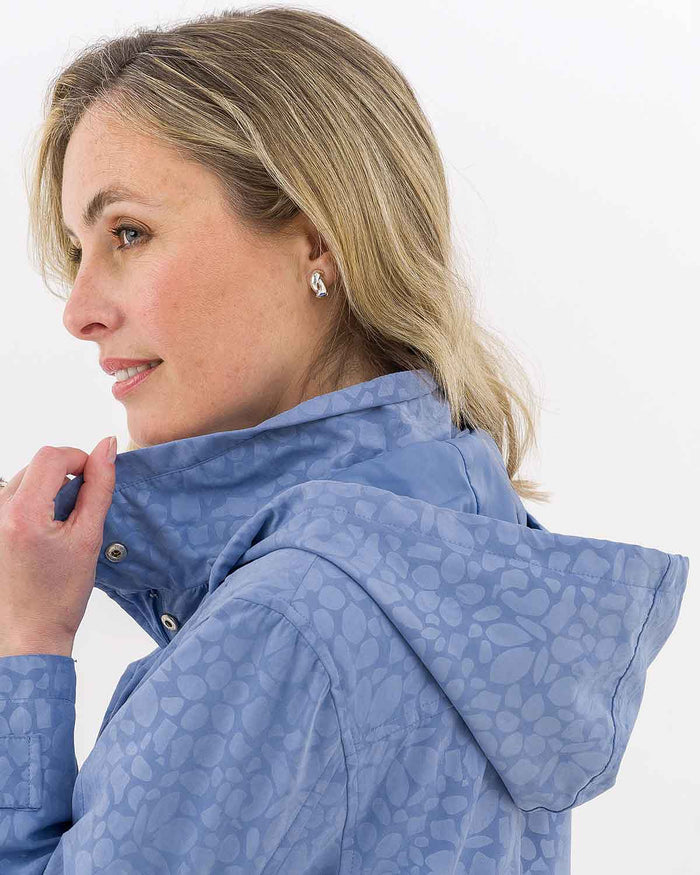 Kennedy Patterned Showerproof Coat - Blue - Image 2 - The Classic Boutique