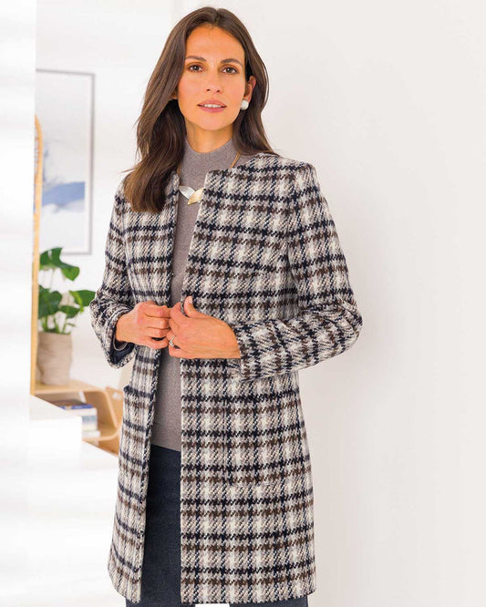 Kensington Edge To Edge Checked Tweed Jacket - The Classic Boutique