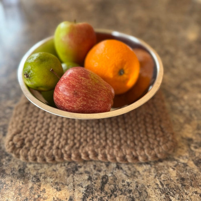 Knitted Wool Square Trivet Mocha &Keep