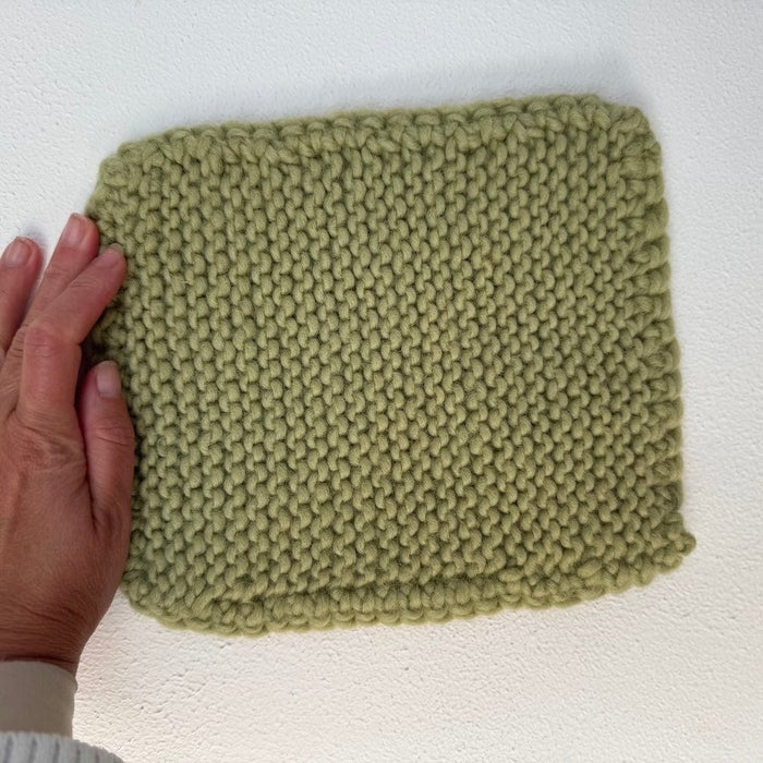 Knitted Wool Square Trivet Pistachio Green &Keep