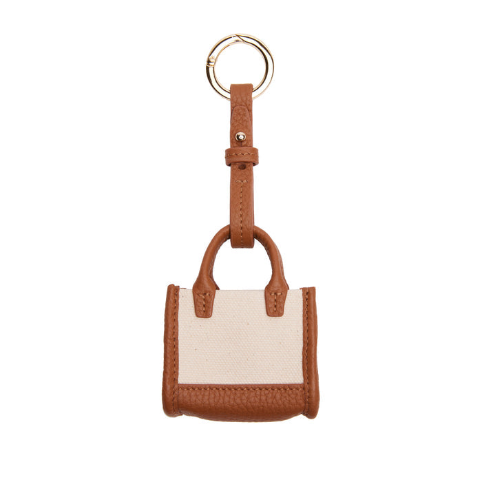 Kress Itty Bitty Bag Charm Natural Canvas/Saddle Brown