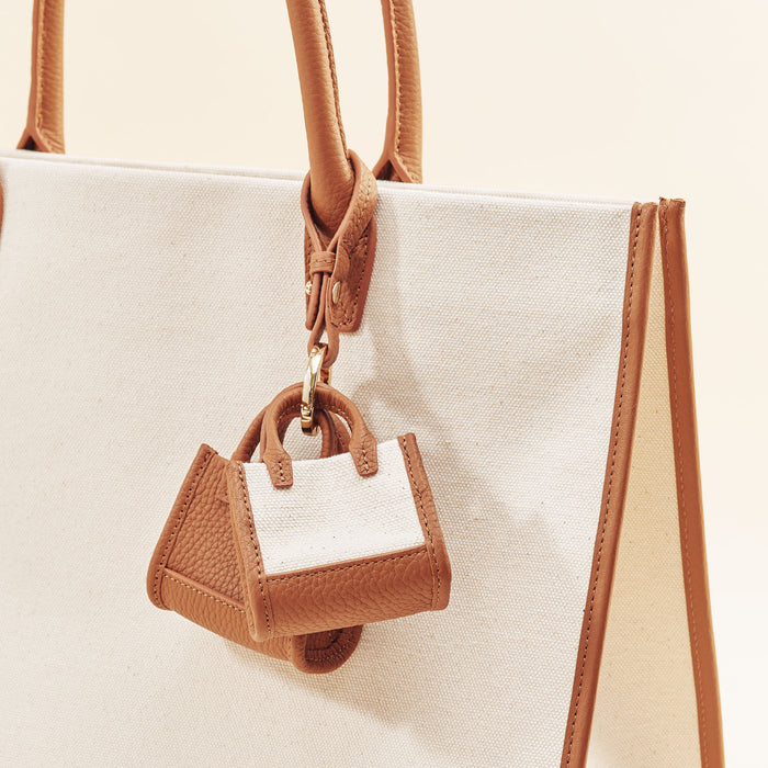 Kress Itty Bitty Bag Charm Natural Canvas/Saddle Brown
