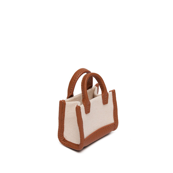 Kress Itty Bitty Bag Charm Natural Canvas/Saddle Brown