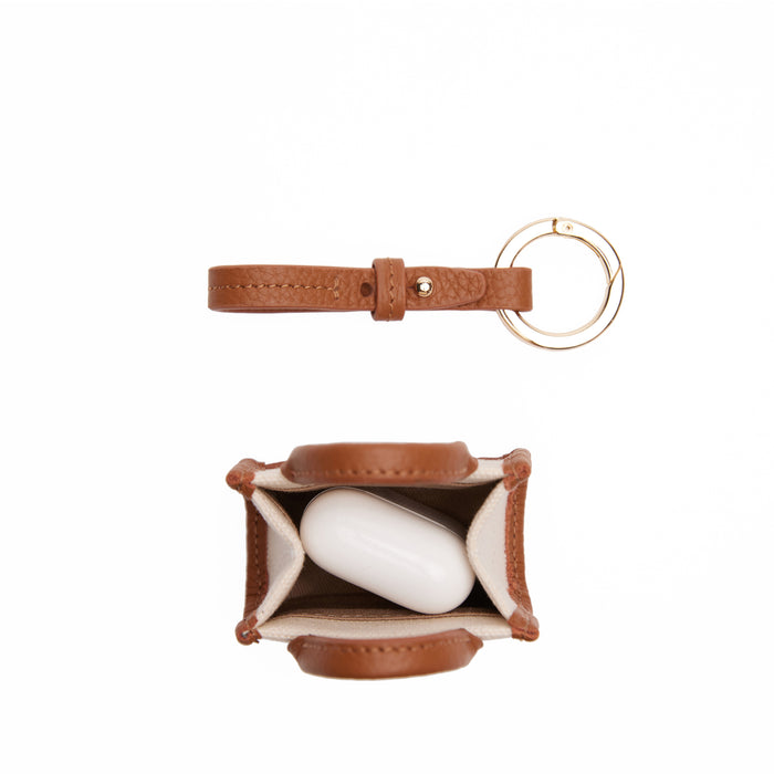 Kress Itty Bitty Bag Charm Natural Canvas/Saddle Brown