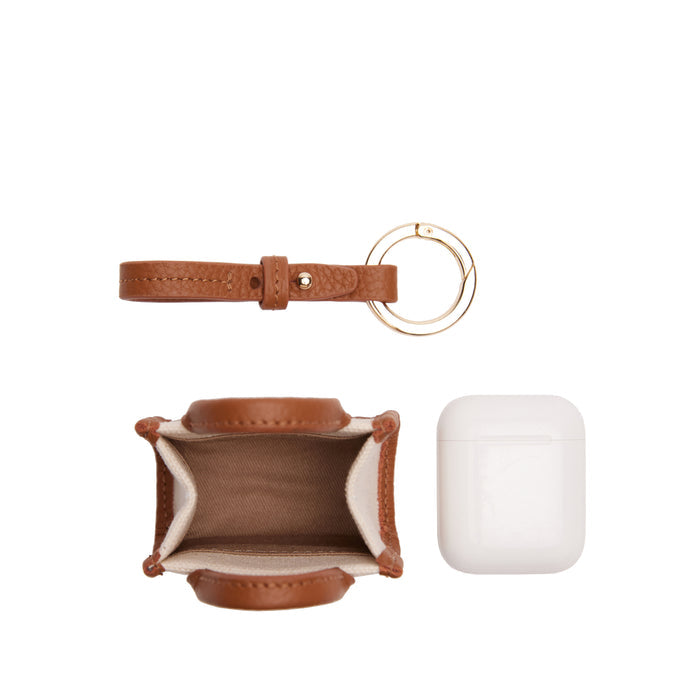 Kress Itty Bitty Bag Charm Natural Canvas/Saddle Brown