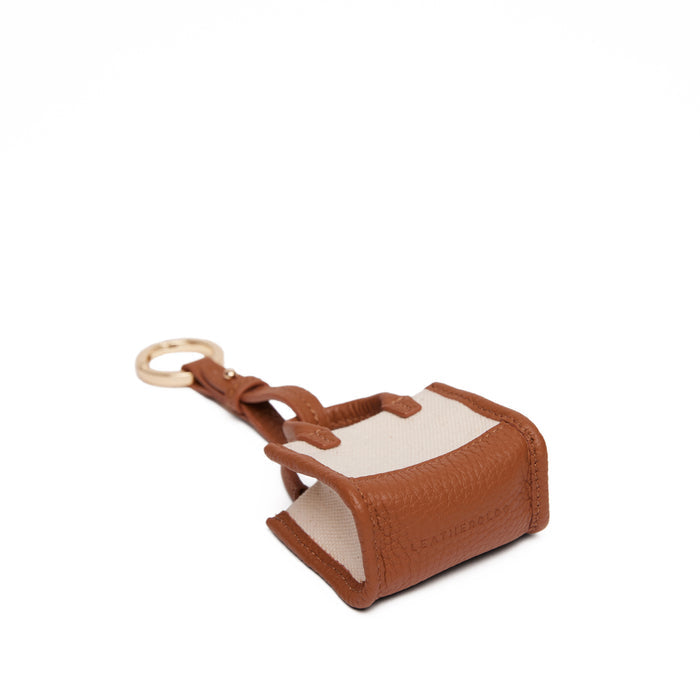 Kress Itty Bitty Bag Charm Natural Canvas/Saddle Brown