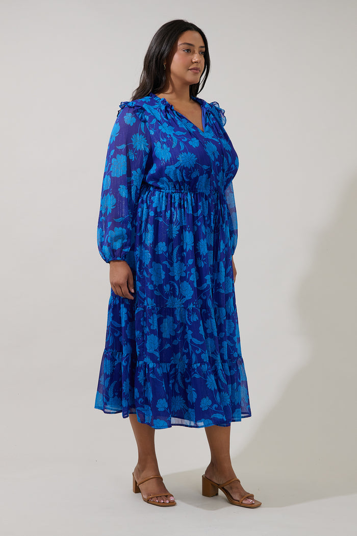 Kristen Tiered Midi Dress Midnight Curve