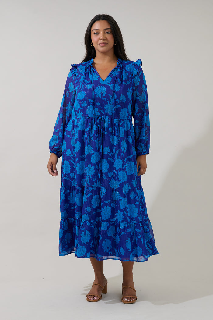 Kristen Tiered Midi Dress Midnight Curve