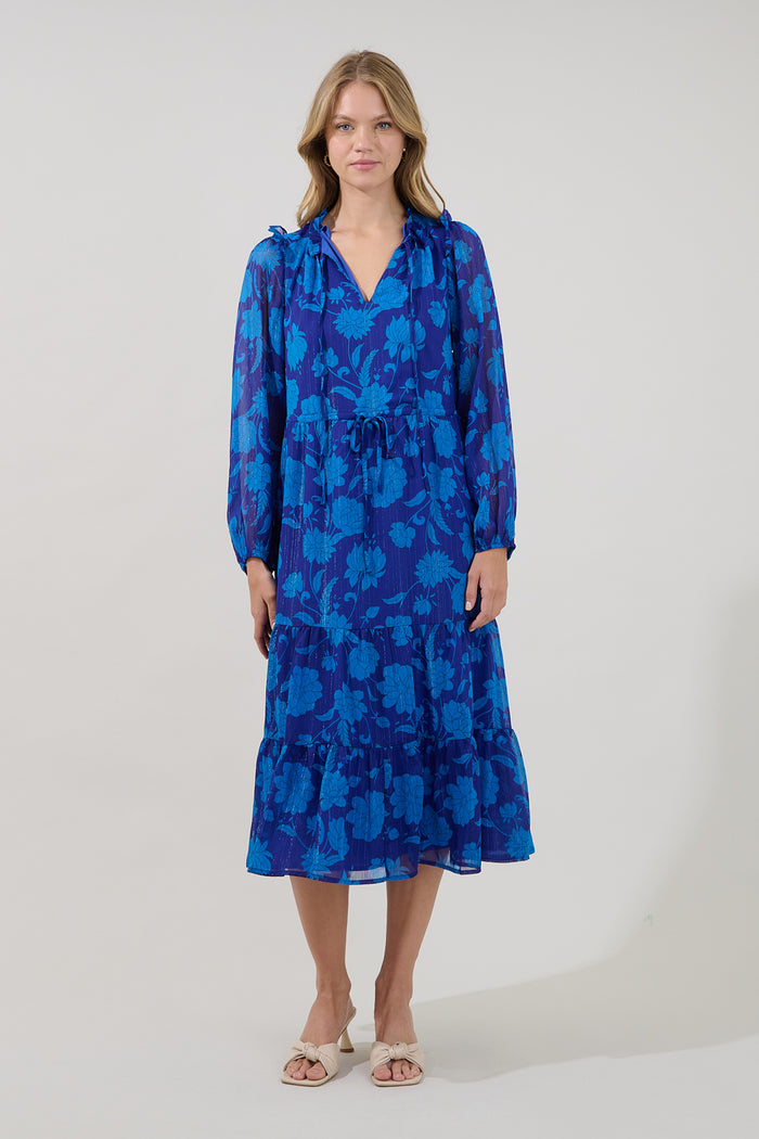Kristen Tiered Midi Dress Midnight