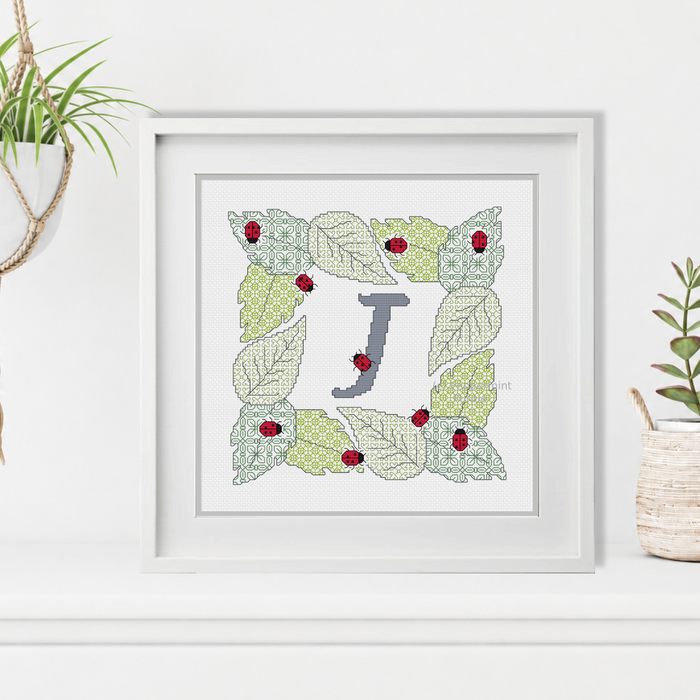 Ladybug Letters Blackwork Pattern by Peppermint Purple
