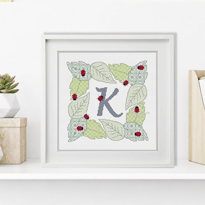 Ladybug Letters Blackwork Pattern by Peppermint Purple