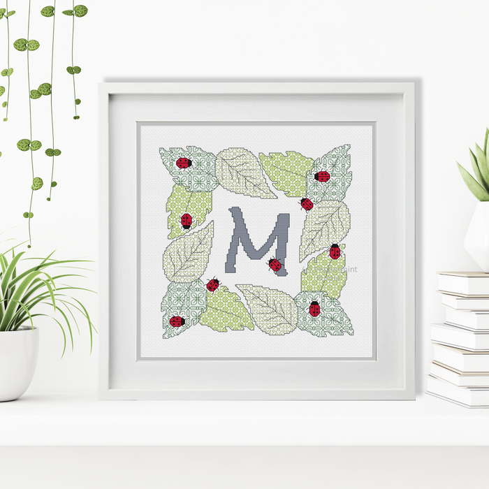 Ladybug Letters Blackwork Pattern by Peppermint Purple