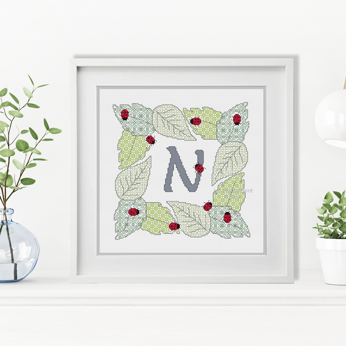 Ladybug Letters Blackwork Pattern by Peppermint Purple