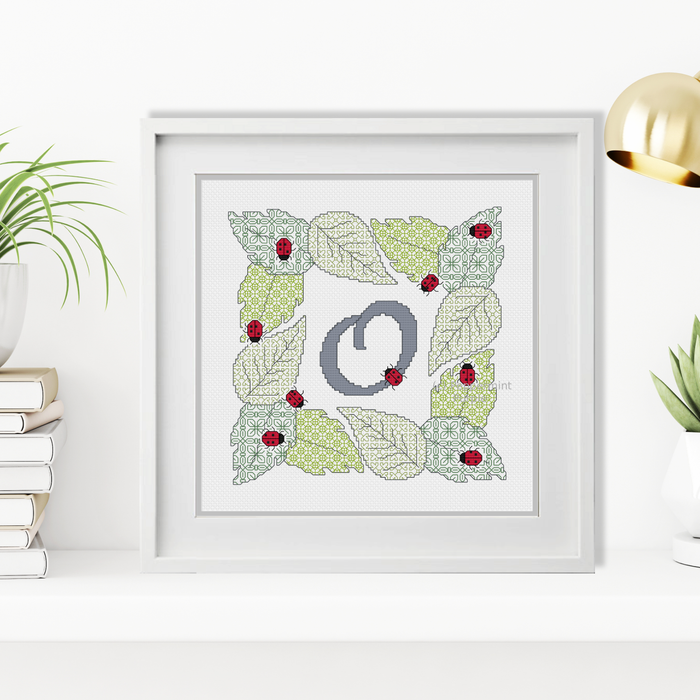 Ladybug Letters Blackwork Pattern by Peppermint Purple