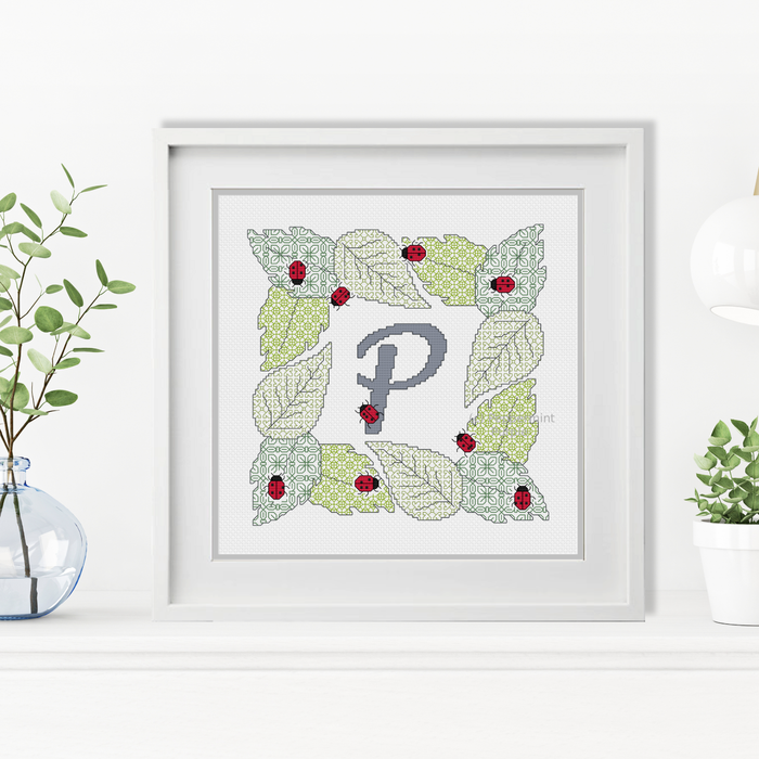 Ladybug Letters Blackwork Pattern by Peppermint Purple