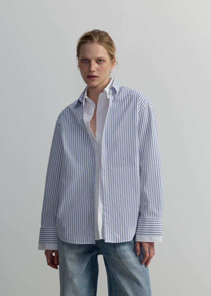 LAYERED OVERSIZED STRIPE SHIRT