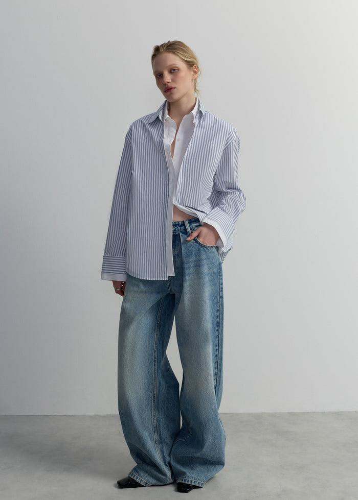LAYERED OVERSIZED STRIPE SHIRT