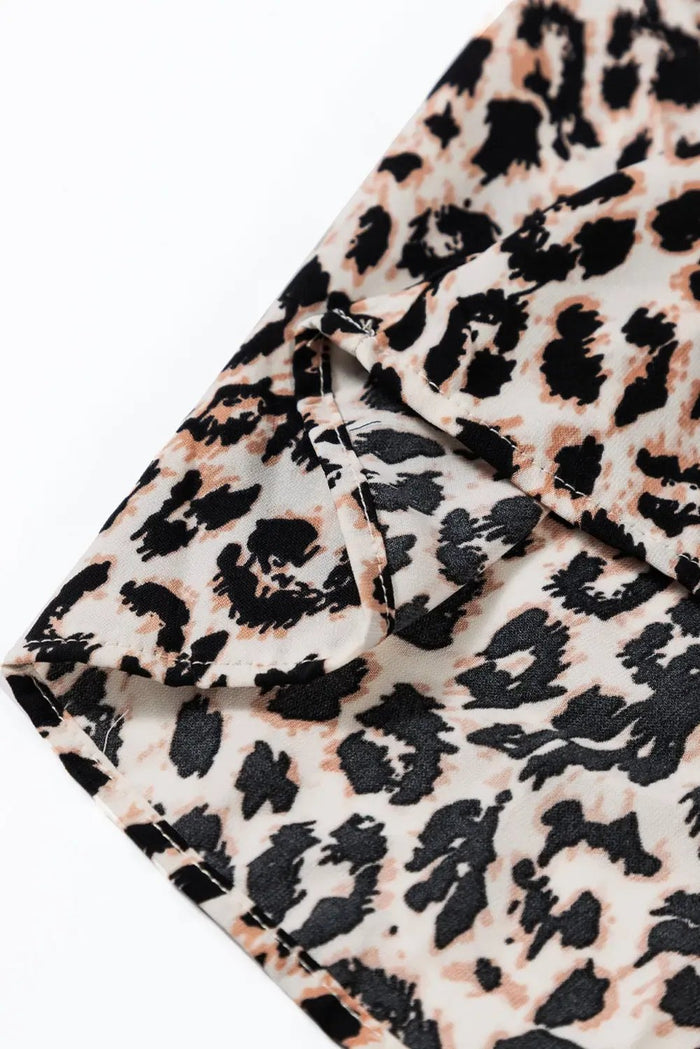 Beige Leopard Print Tiered Wide Sleeve Maxi Dress - Dresses/Maxi Dresses