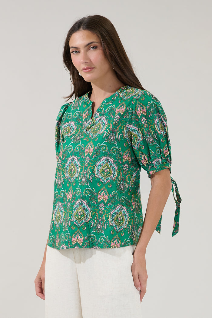 Leticia Puff Sleeve Top Paisley