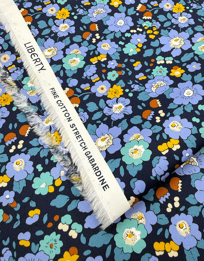 Liberty Fabrics Stretch Gabardine Cotton Fabric, Betsy Meadow A
