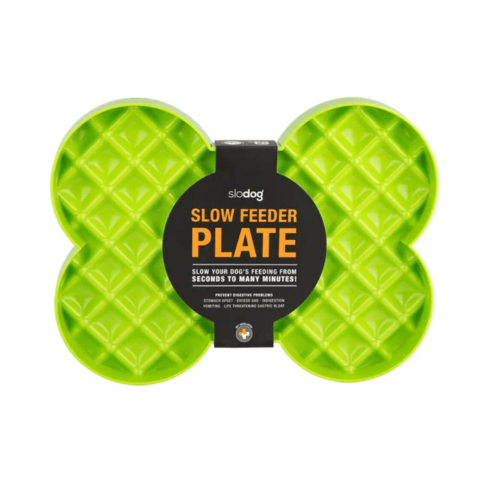 LickiMat SloDog Slow Feeder Plate green on white background